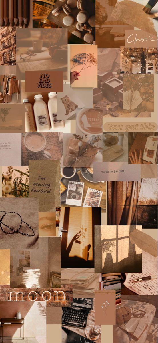 Brown Photo Collage Aesthetic Phone Cute Retro Cool Vintage