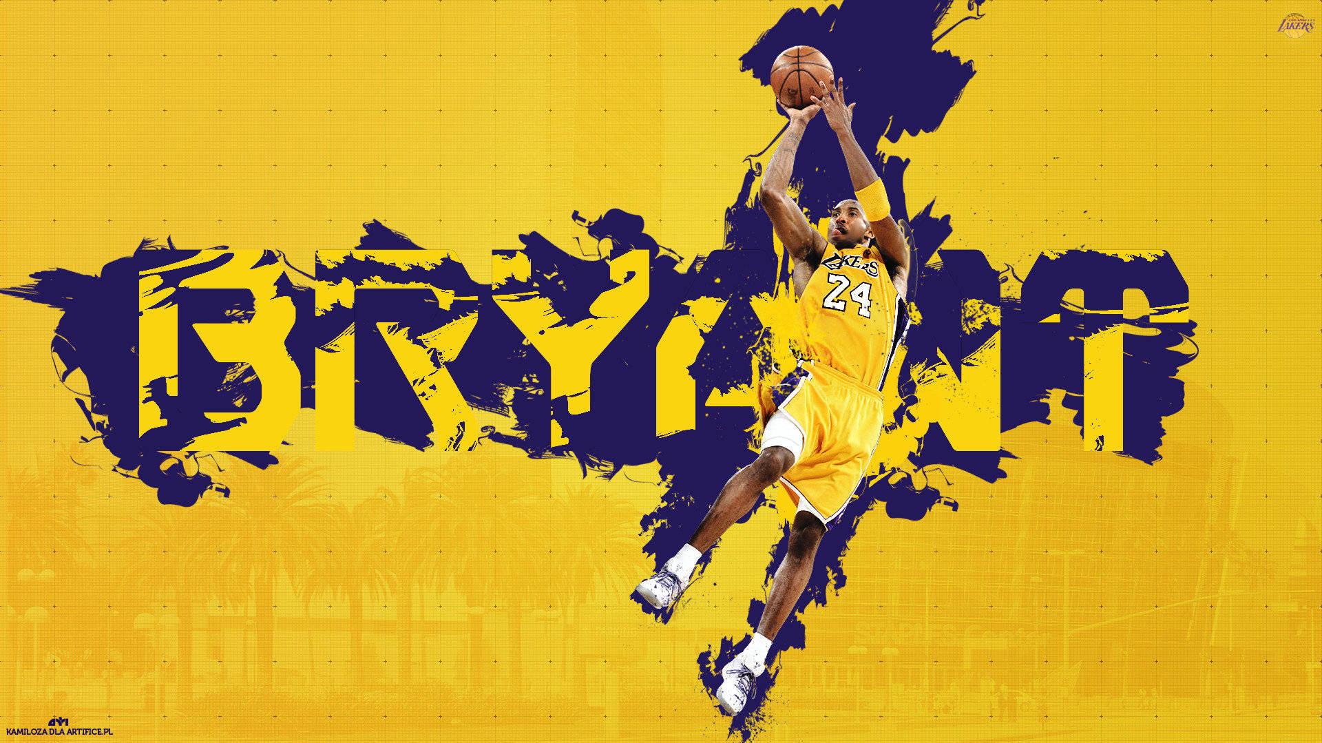Nba Legend Kobe Bryant In An Iconic Purple And Yellow