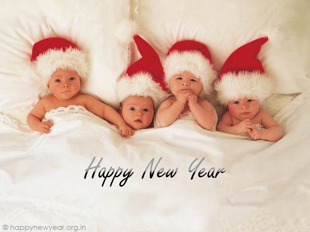 Cute Babies Happy New Year Wallpaper In HD Christmas