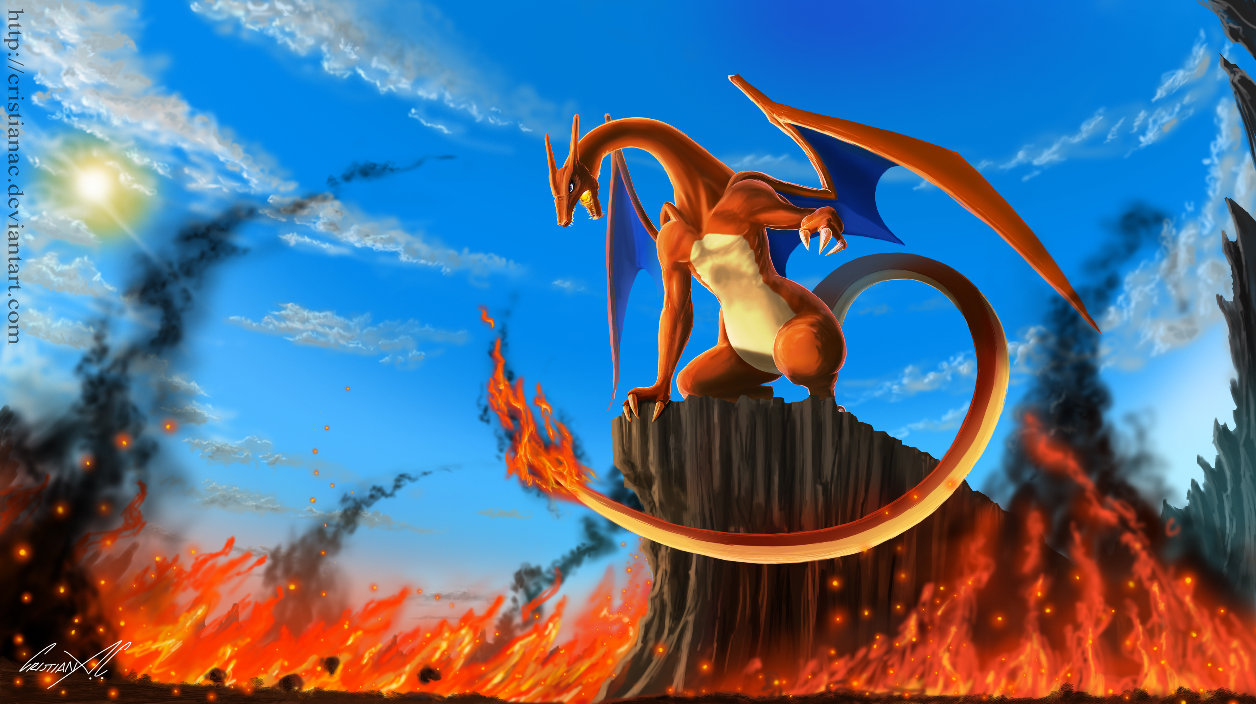 Pokemon Mega Charizard Fight Anime Wallpaper F