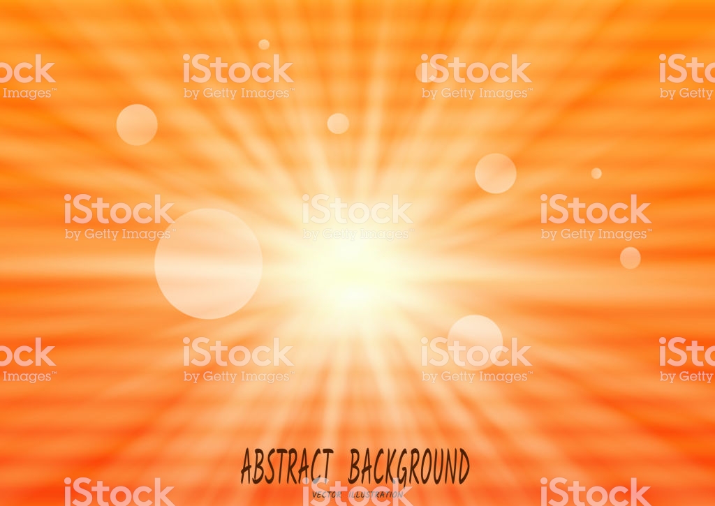 Abstract Orange Background With Sun Rays And Horizontal