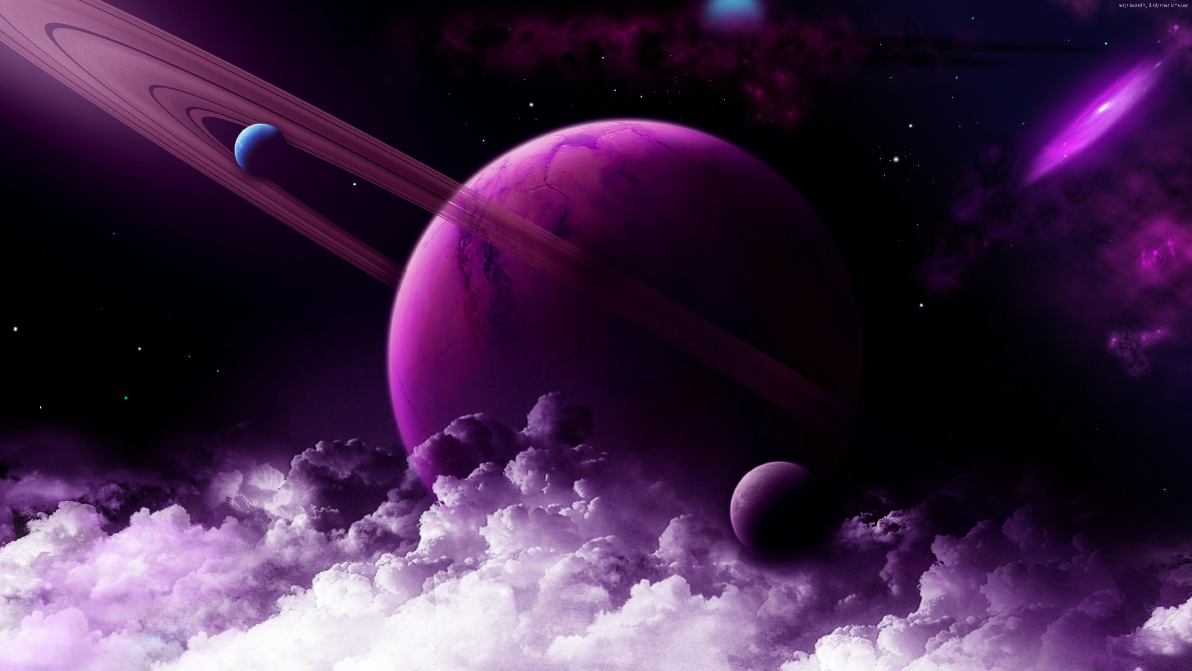 Wallpaper Saturn Planet Purple 4k Space