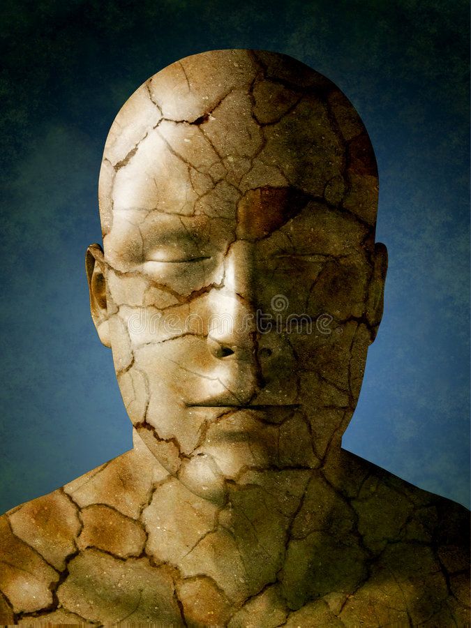 Cracked Head Human With A Dry Earth Skin Digital