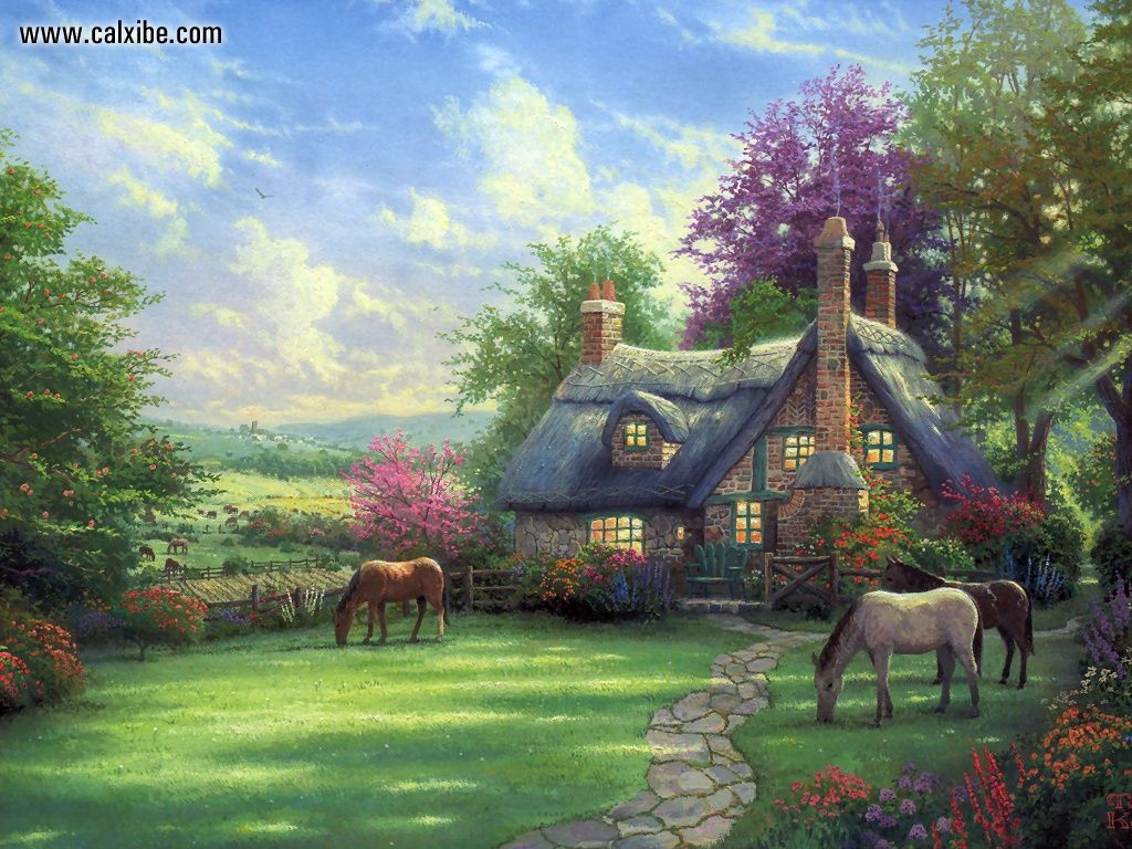Drawing Painting Kinkade Aperfect Summer Day Picture Nr