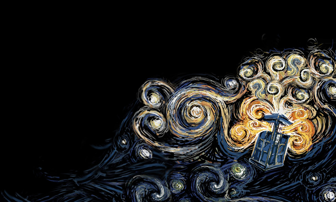 Van Gogh Doctor Who Tardis Desktop Wallpaper