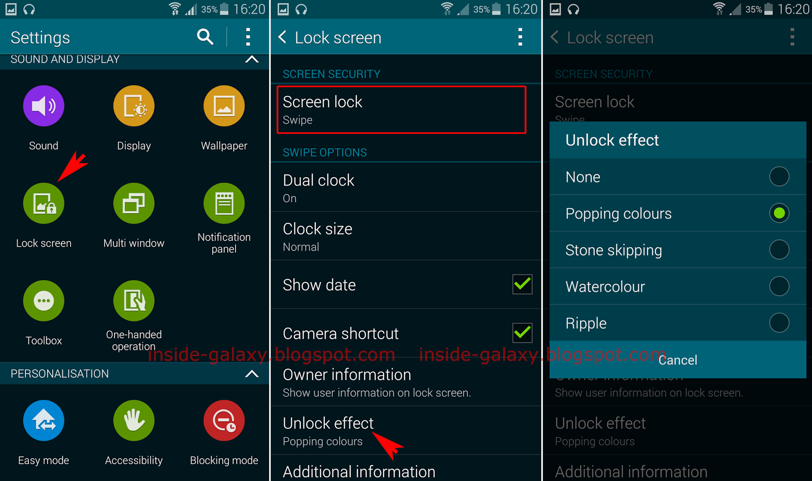 Inside Galaxy Samsung S5 How To Change Lock Screen Effect In