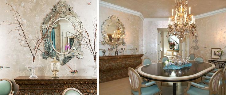  silk wallpaper gorgeous 19th century French chandelier and Venetian