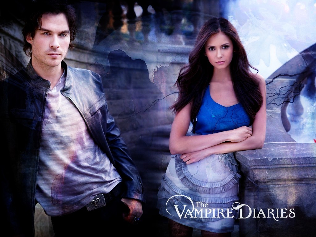 Damon Elena   The Vampire Diaries Wallpaper 8415394 1024x768