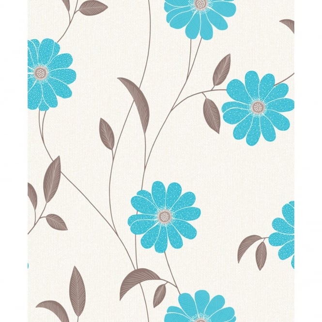 Floral Wallpaper Azure Teal M0716 Crown From I Love Uk