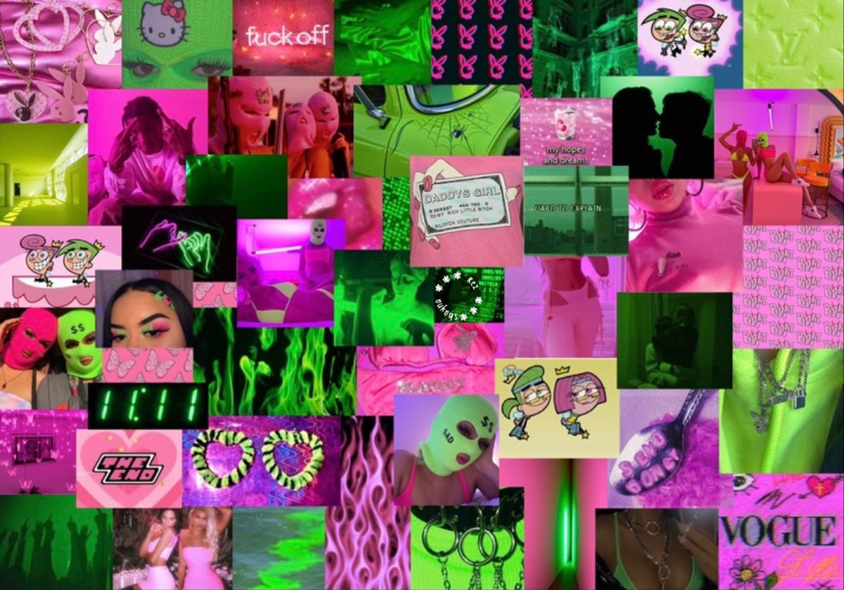 Neon Pink Aesthetic Wallpaper Collage