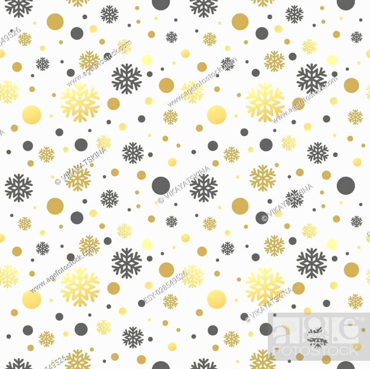 Seamless White Christmas Wallpaper With Black And Golden