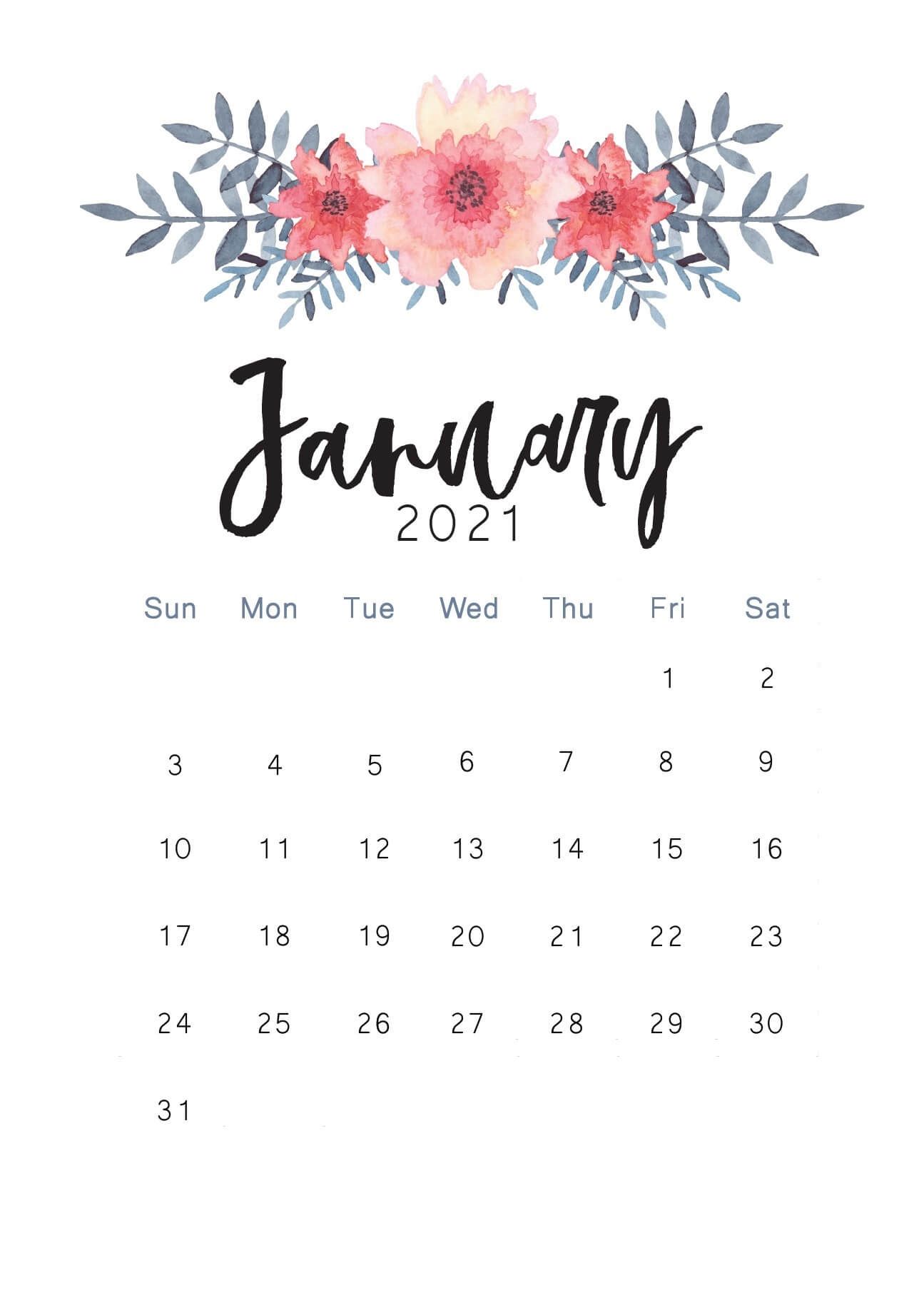 Cute January Wall Calendar Printables Print