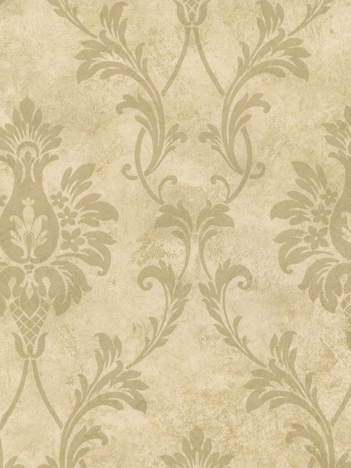 Gold Pineapple Damask Wallpaper Traditional