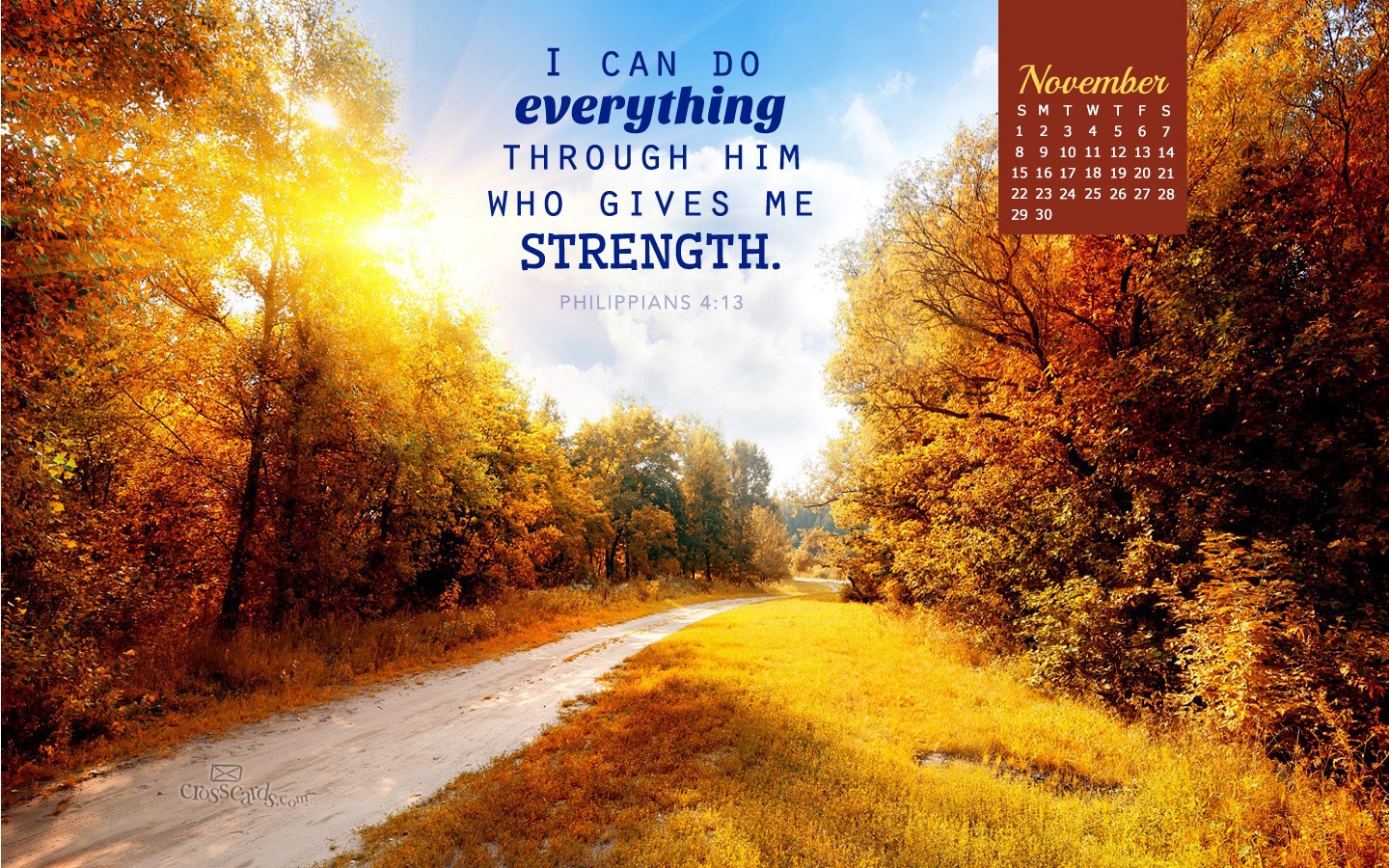 November Philippians Desktop Calendar Monthly