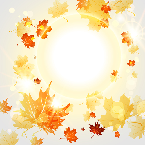 Autumn Leaves Vector Background Name Bright