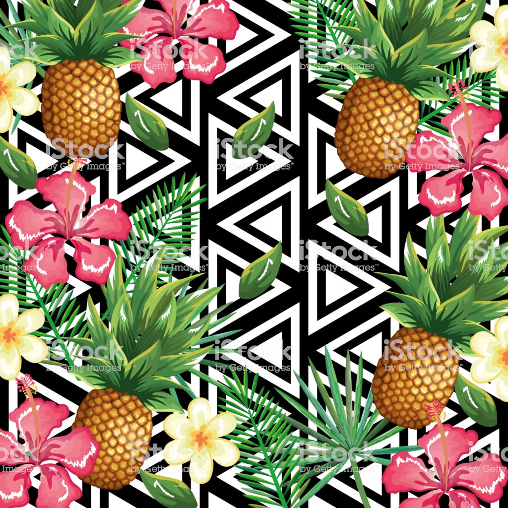 Tropical Flower And Pineapple With Abstract Background Desktop
