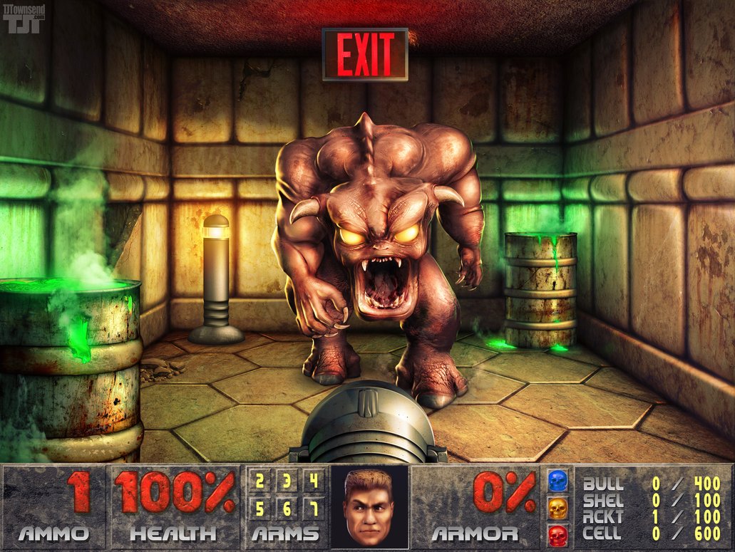 Doom Pinky Demon Blocks The Exit By Elemental79