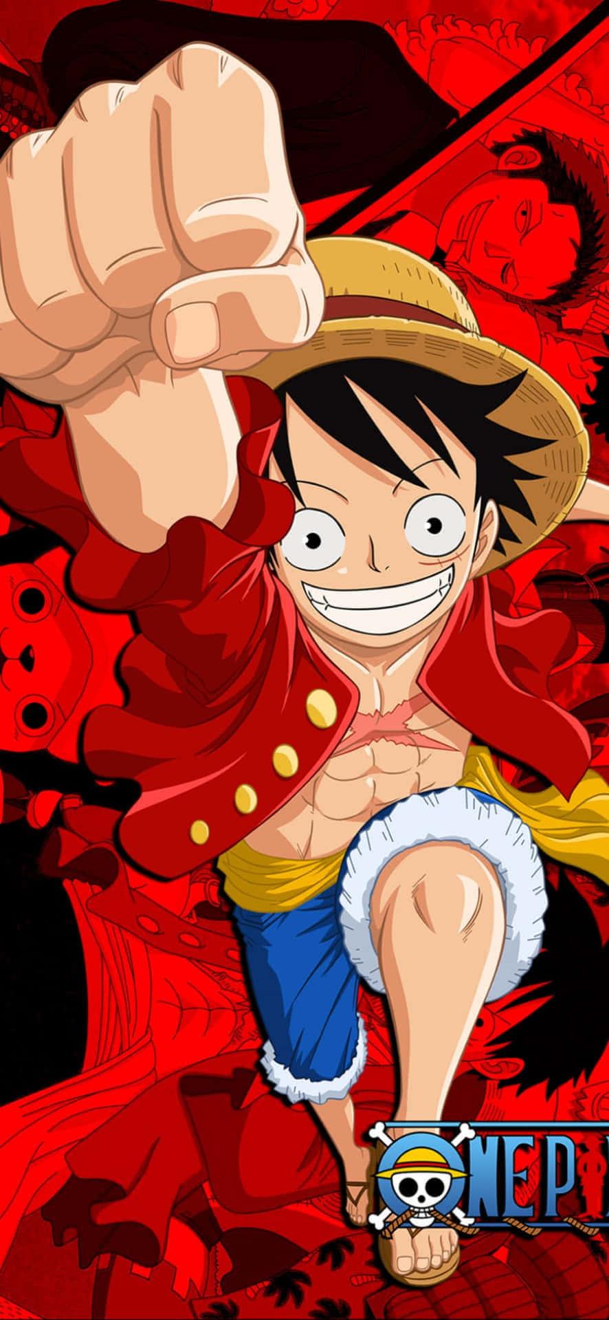 Punching One Piece Luffy Phone Wallpaper