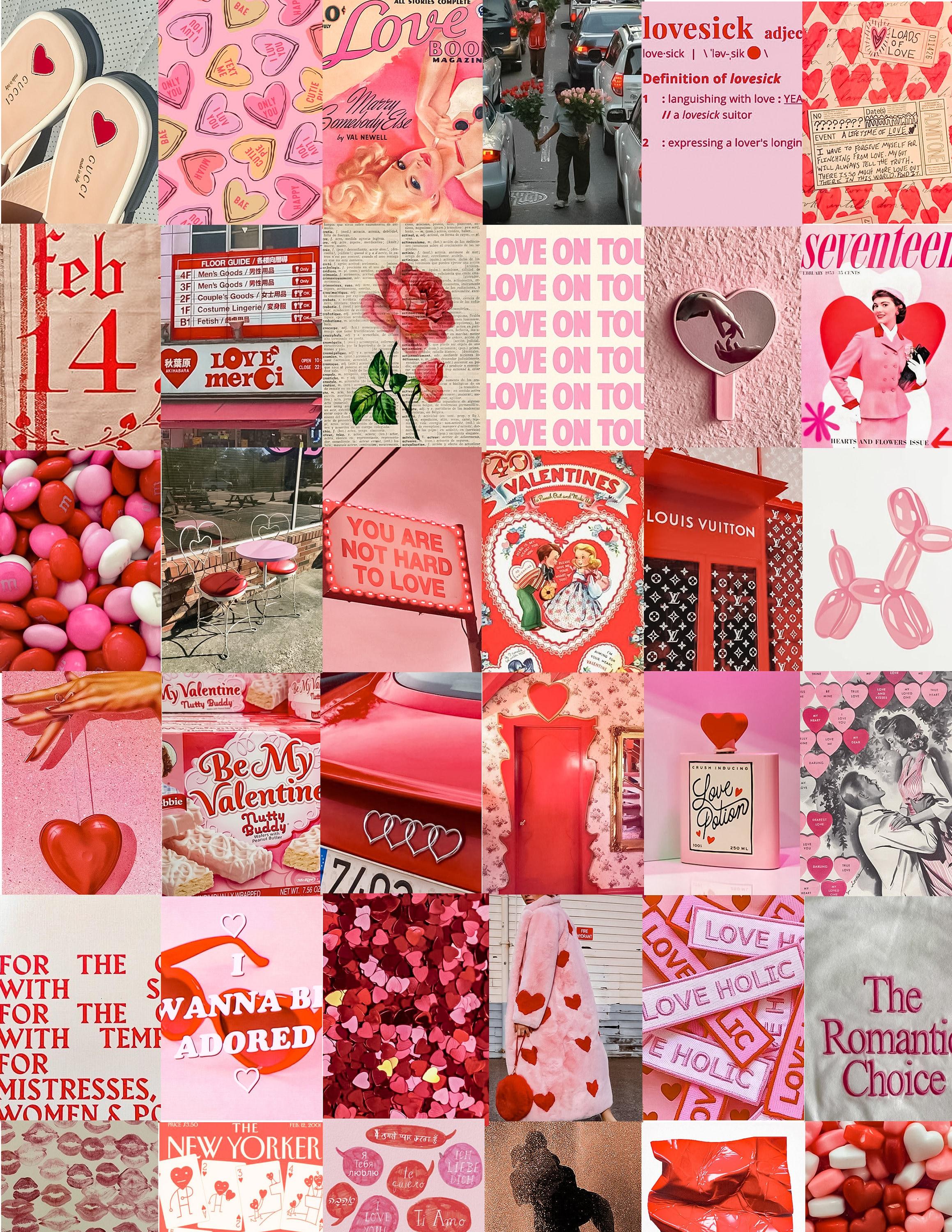 Red Valentines Day Collage Wallpaper