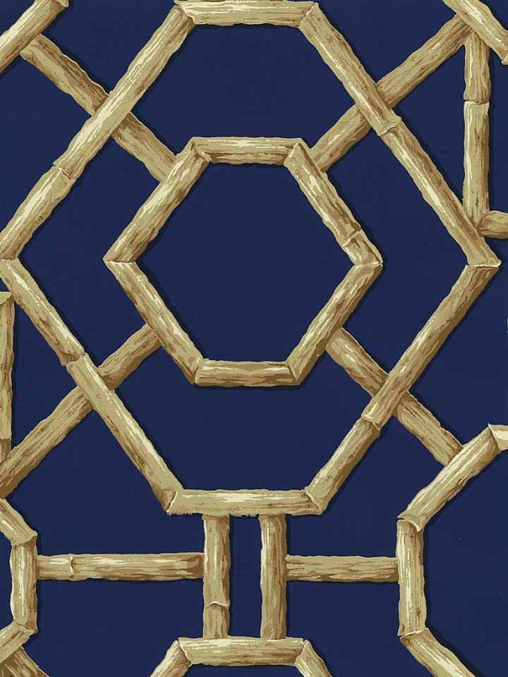 Bamboo Lattice Wallpaper In Navy Americanblinds
