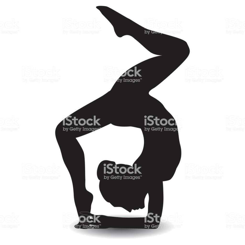 Sketch Woman Gymnast Handstand On A White Background Design