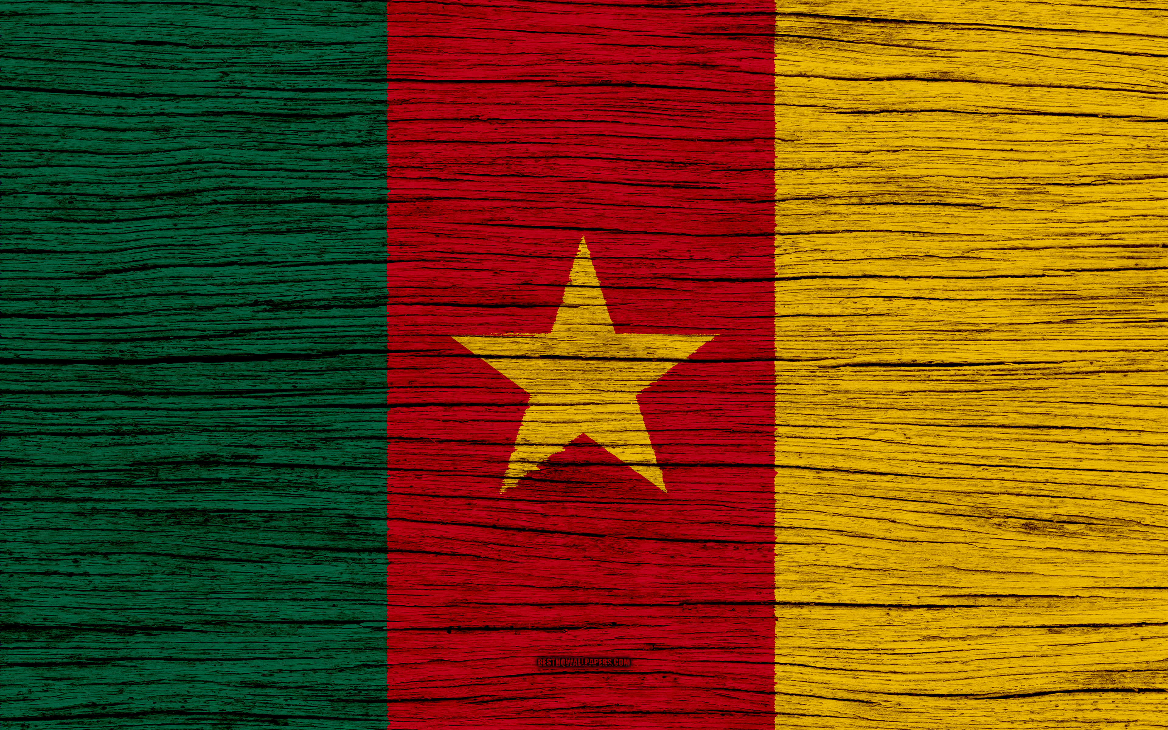 Wallpaper Flag Of Cameroon 4k Africa Wooden Texture