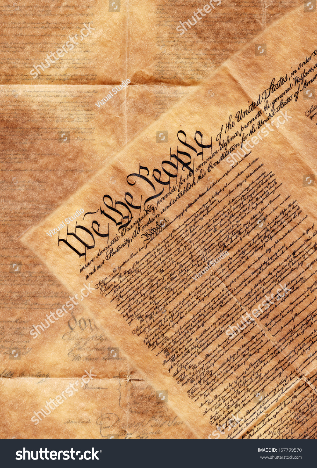 Preamble Constitution United States America Background Stock Photo