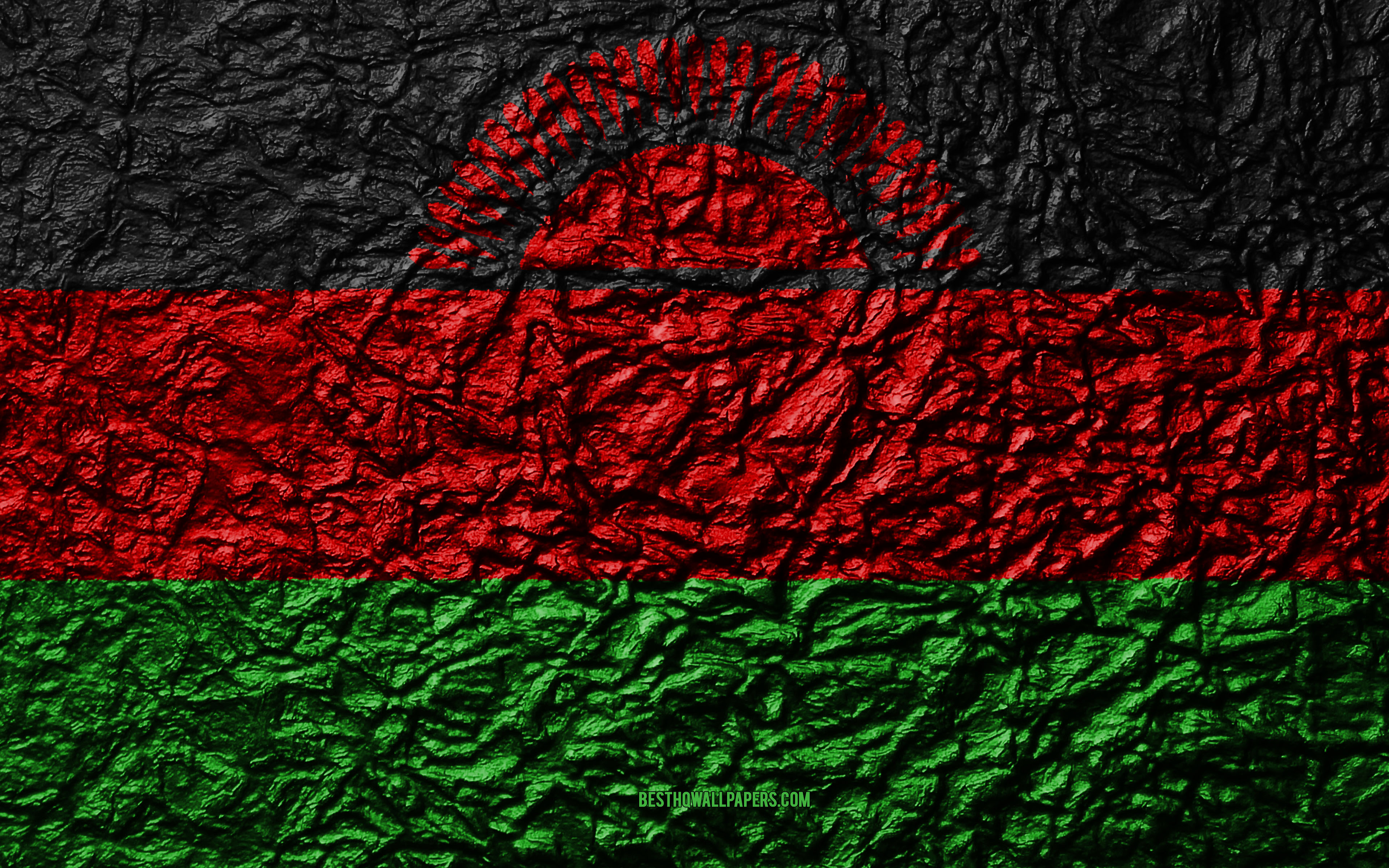 Wallpaper Flag Of Malawi 4k Stone Texture Waves