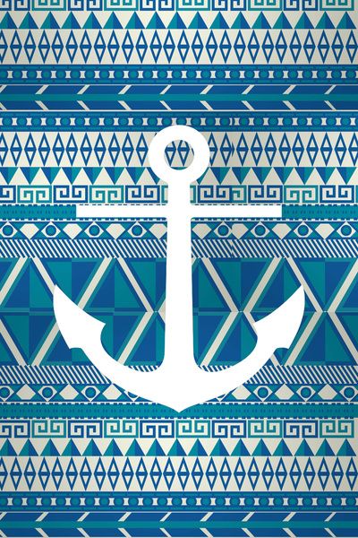 Blue Tribal Print Wallpaper