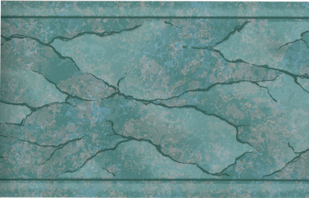 Metallic Patina Aqua Blue Marble Vein Crack Water Abstract Wall Paper