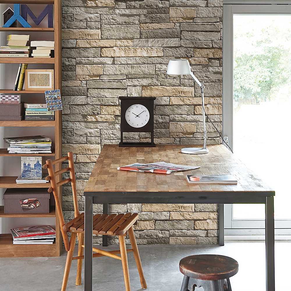 Graham Brown Ledgestone Wallpaper Grey Mans