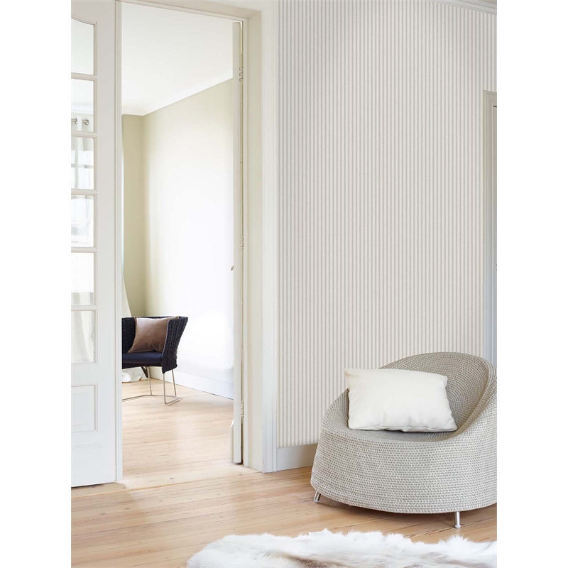 Grandeco Ticking Stripe Grey Paste The Wall Wallpaper Homebase