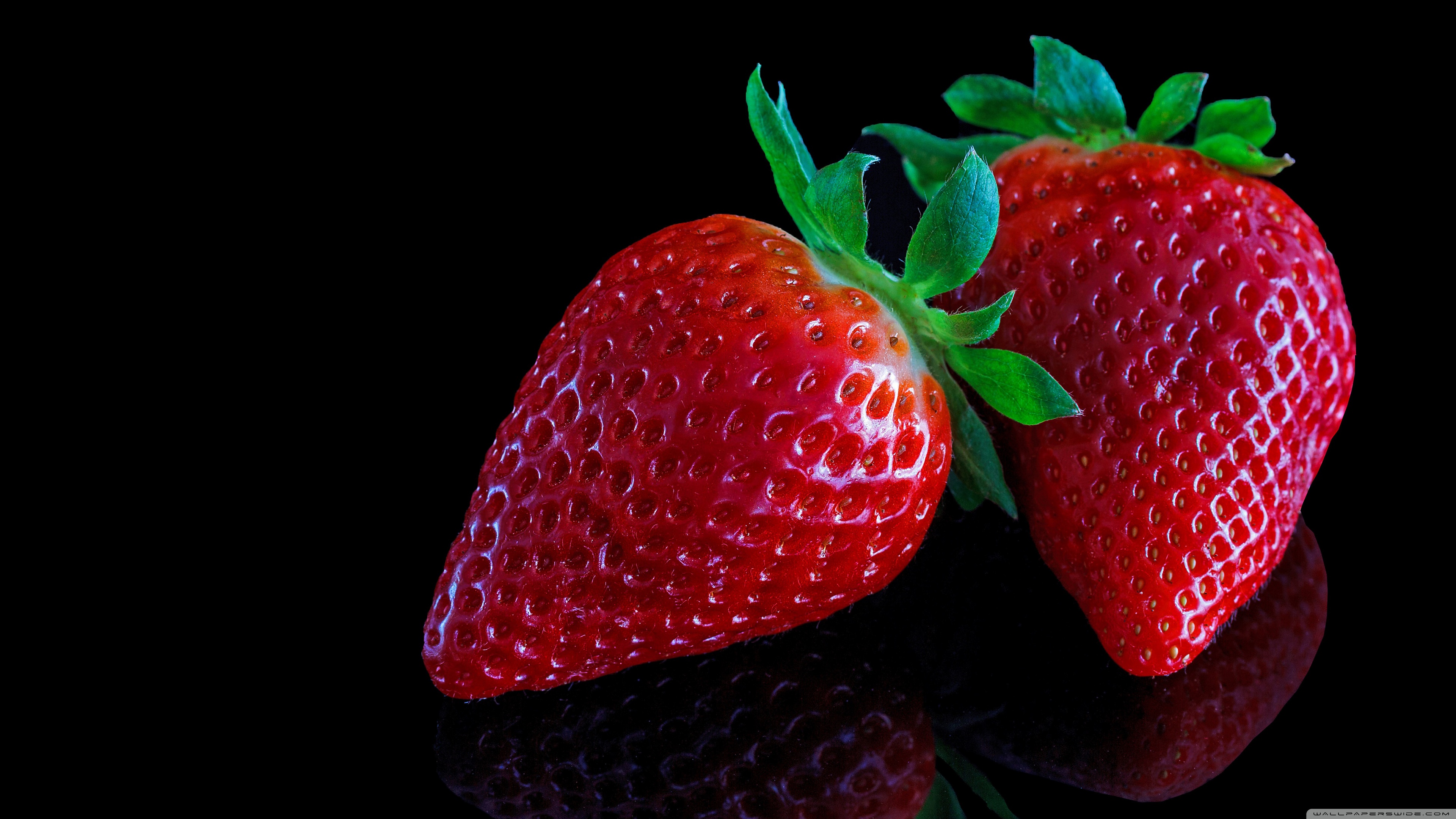 Strawberries On Black Background Ultra HD Desktop