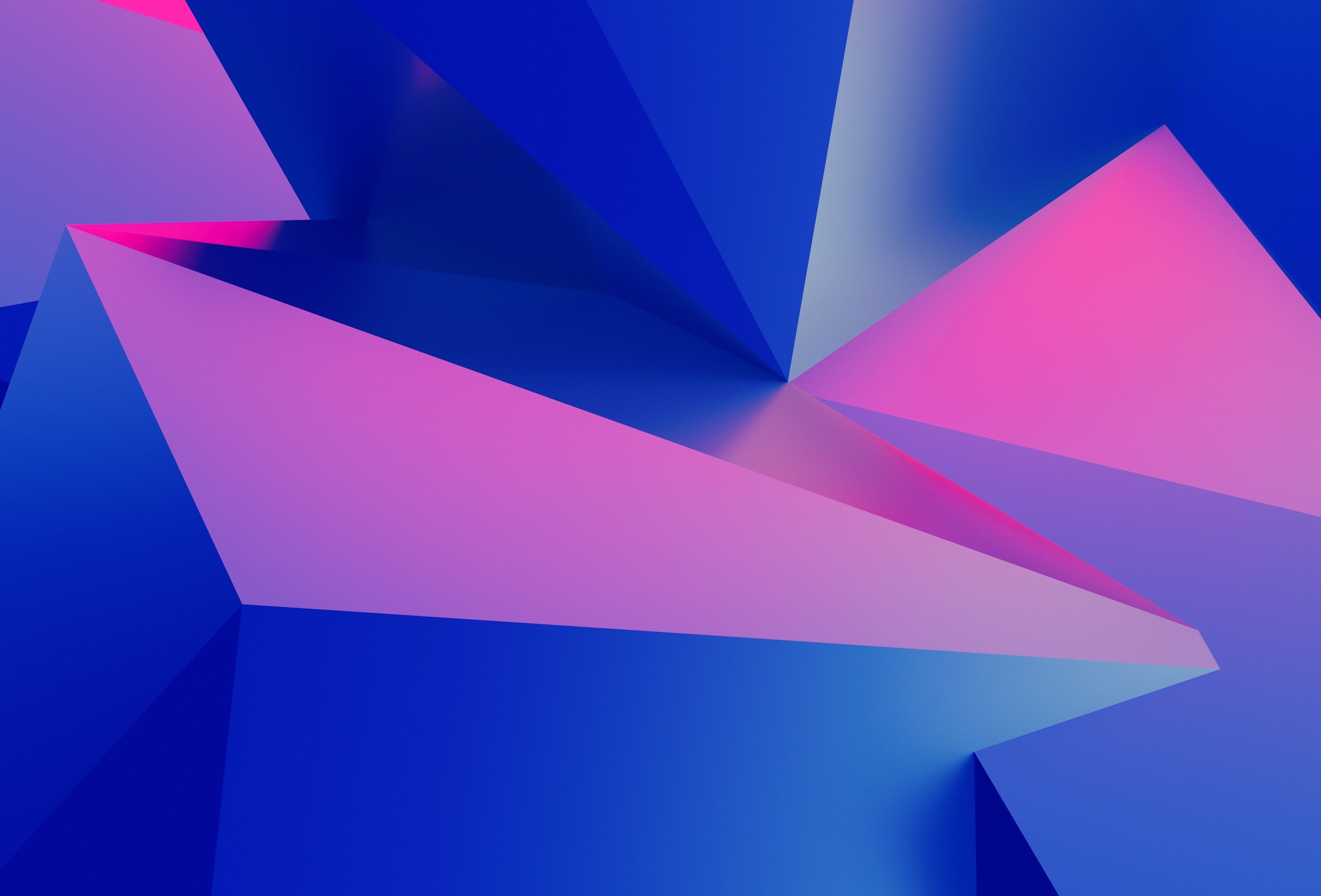 4k Pink Geometric Blue 3d Triangles 2k Wallpaper