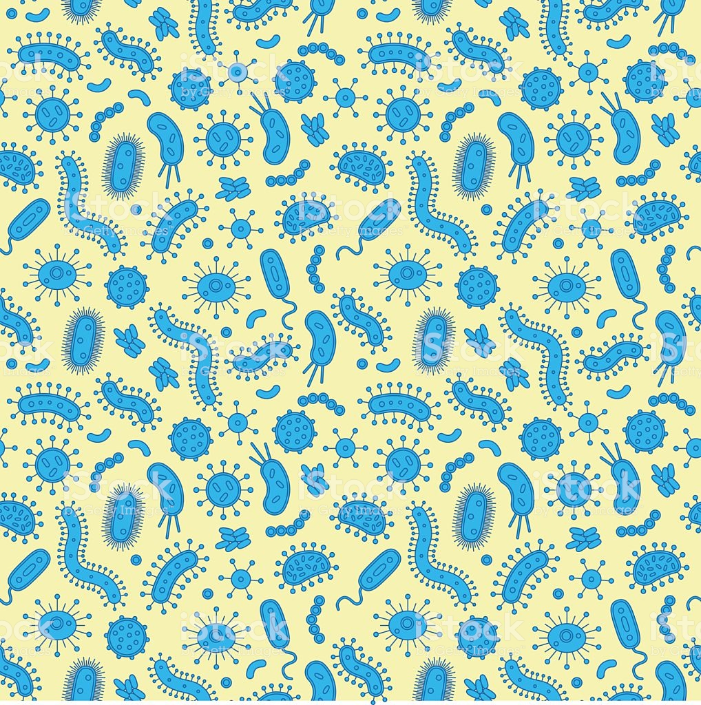 Blue Bacteria On A Yellow Background Stock Illustration