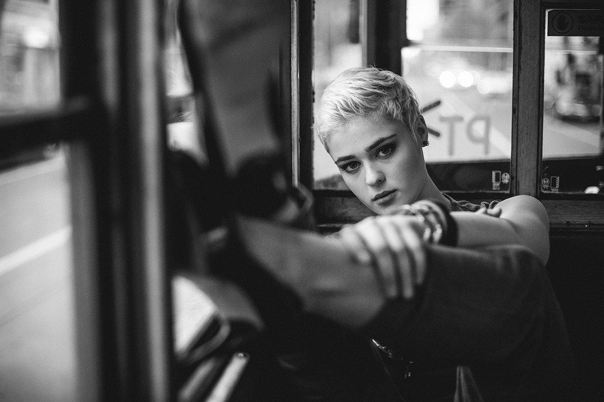 Women Model Short Hair Blonde Stefania Ferrario Looking At