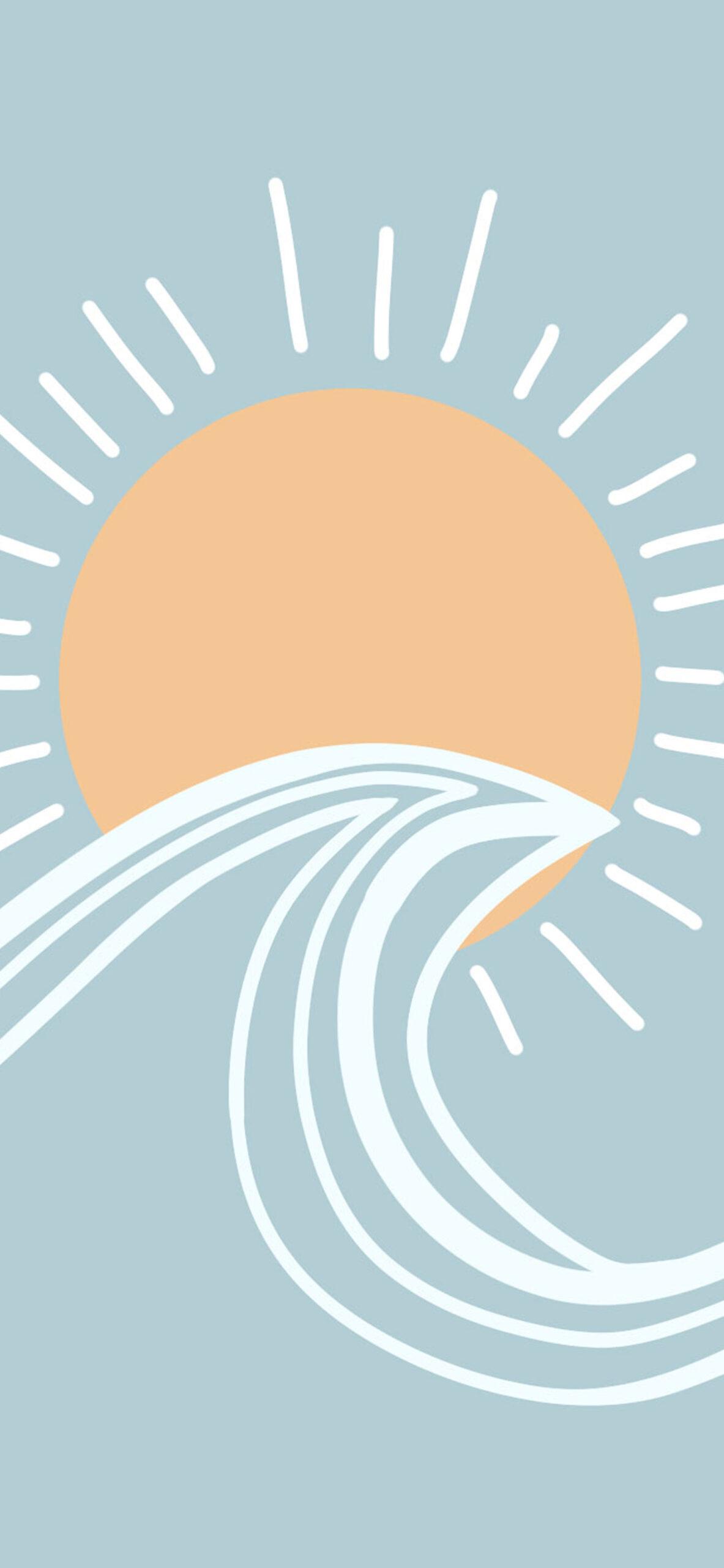 Sun And Wave Blue Wallpaper Summer Aesthetic For iPhone