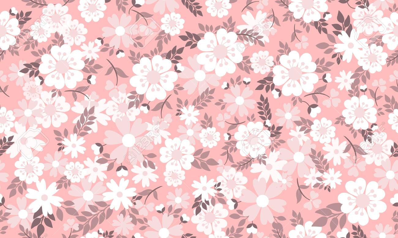 Elegant Wallpaper For Spring With Beautiful Leaf And Pink Flower