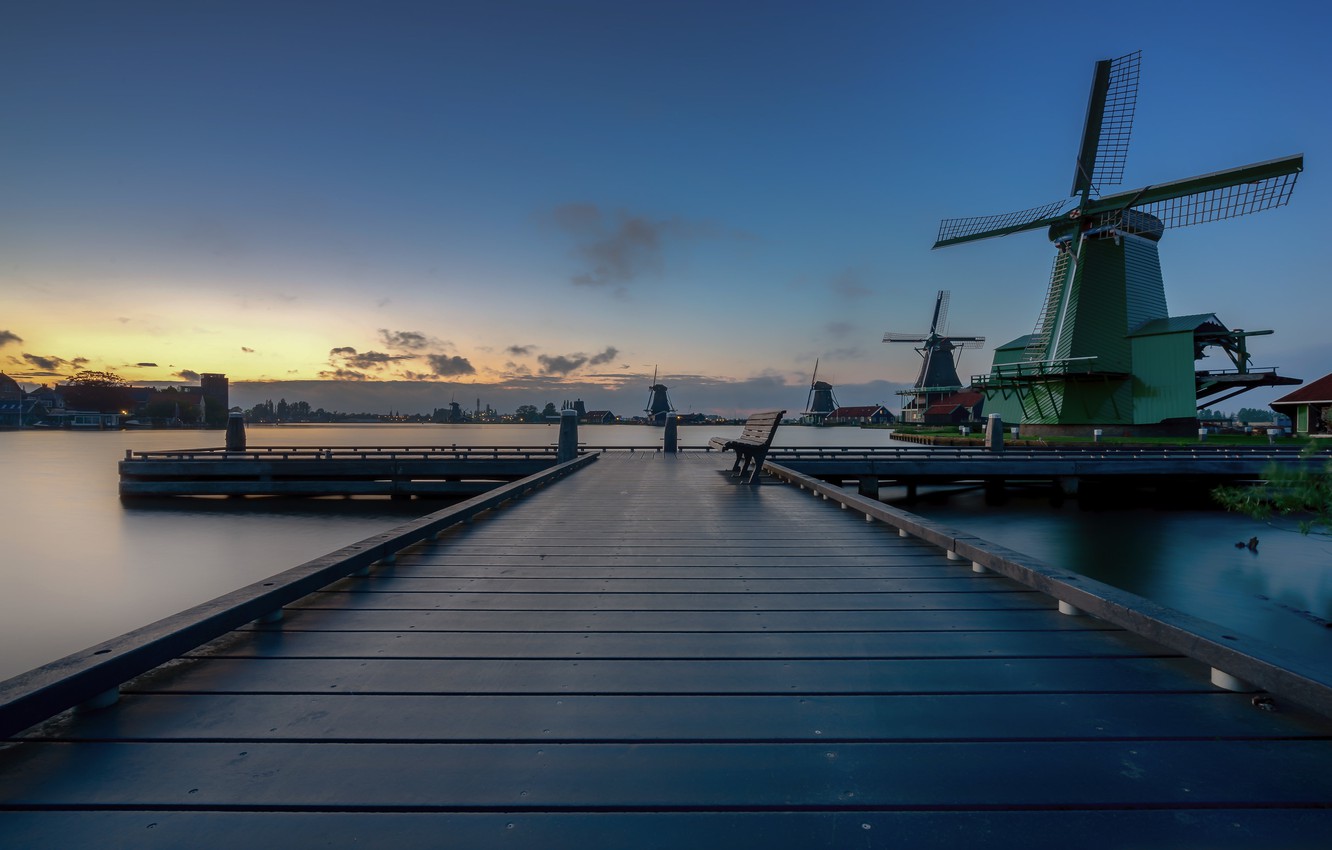 Wallpaper Windmills Holland North Zaandijk Image For