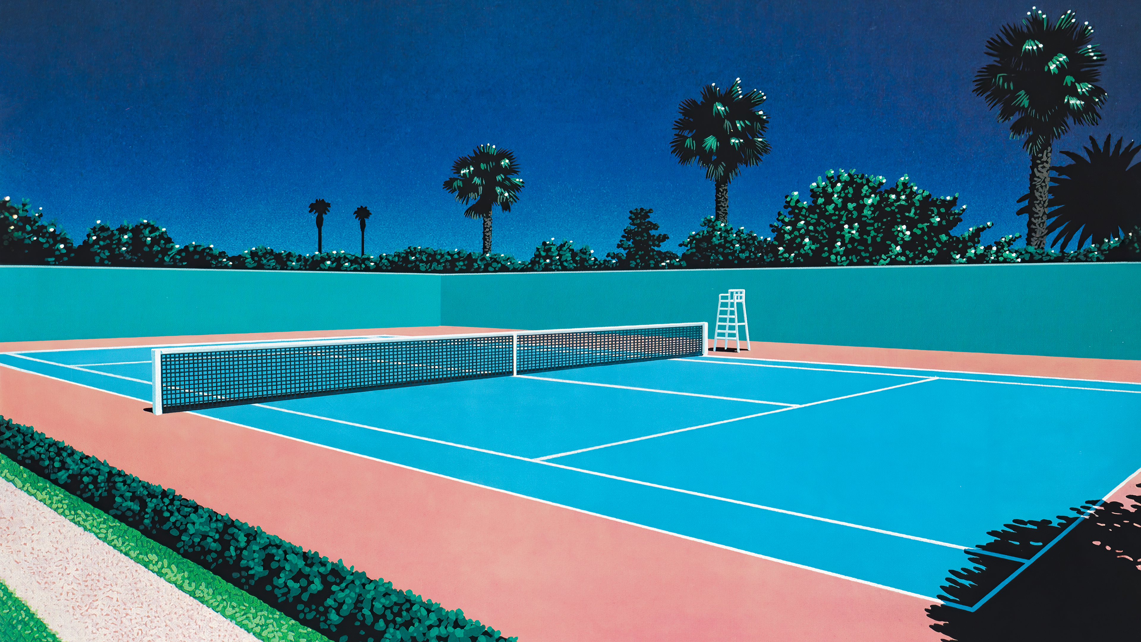 Tennis Court By Hiroshi Nagai R Wallpaper