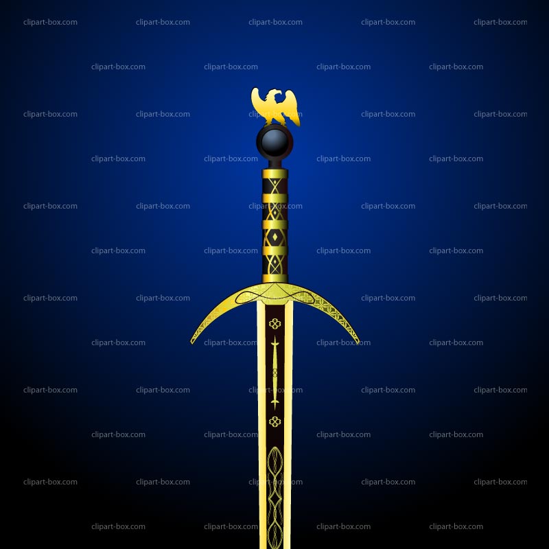 Clipart Sword Blue Background Royalty Vector Design