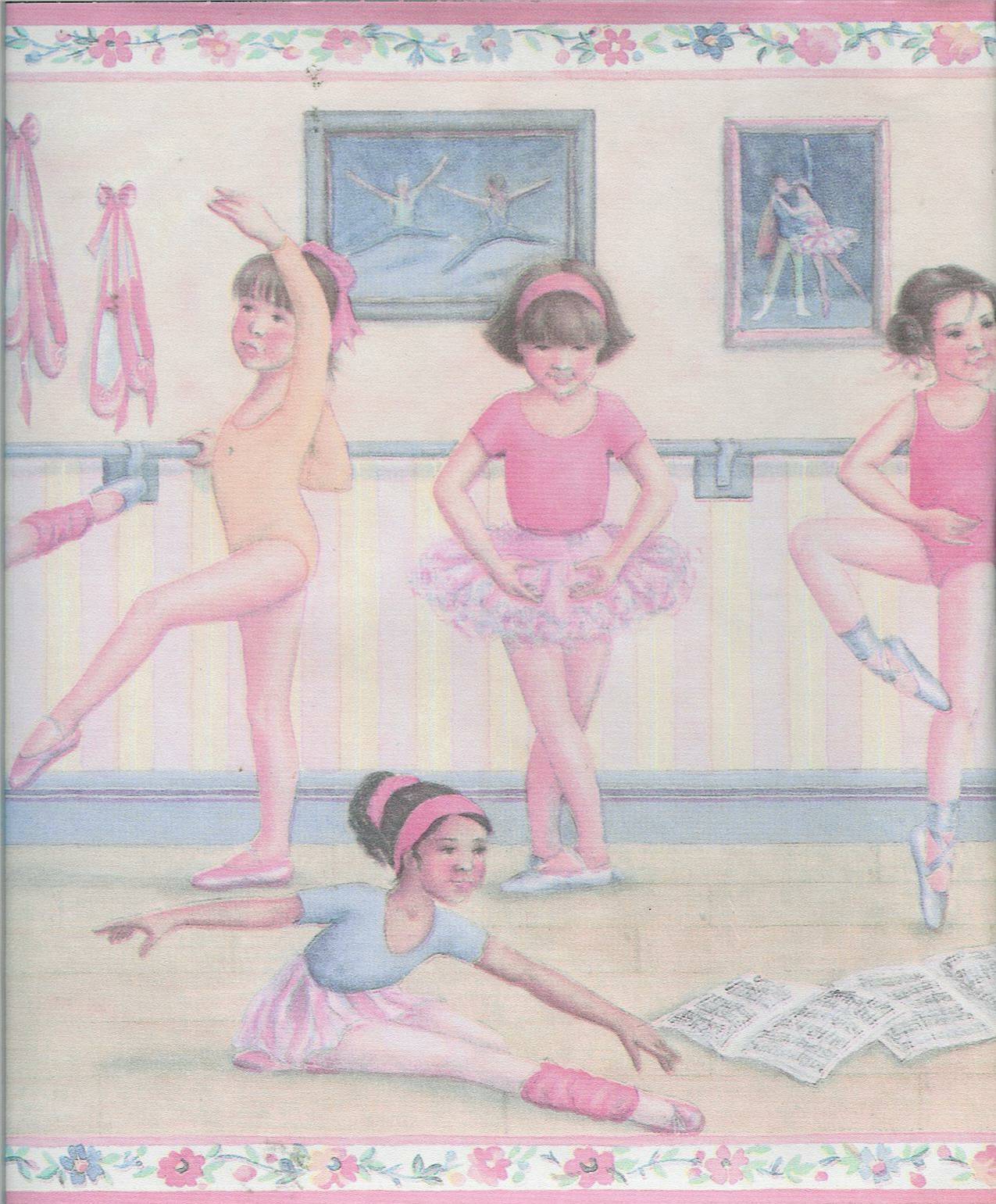 Sweet Little Ballerinas Practice Wallpaper Border