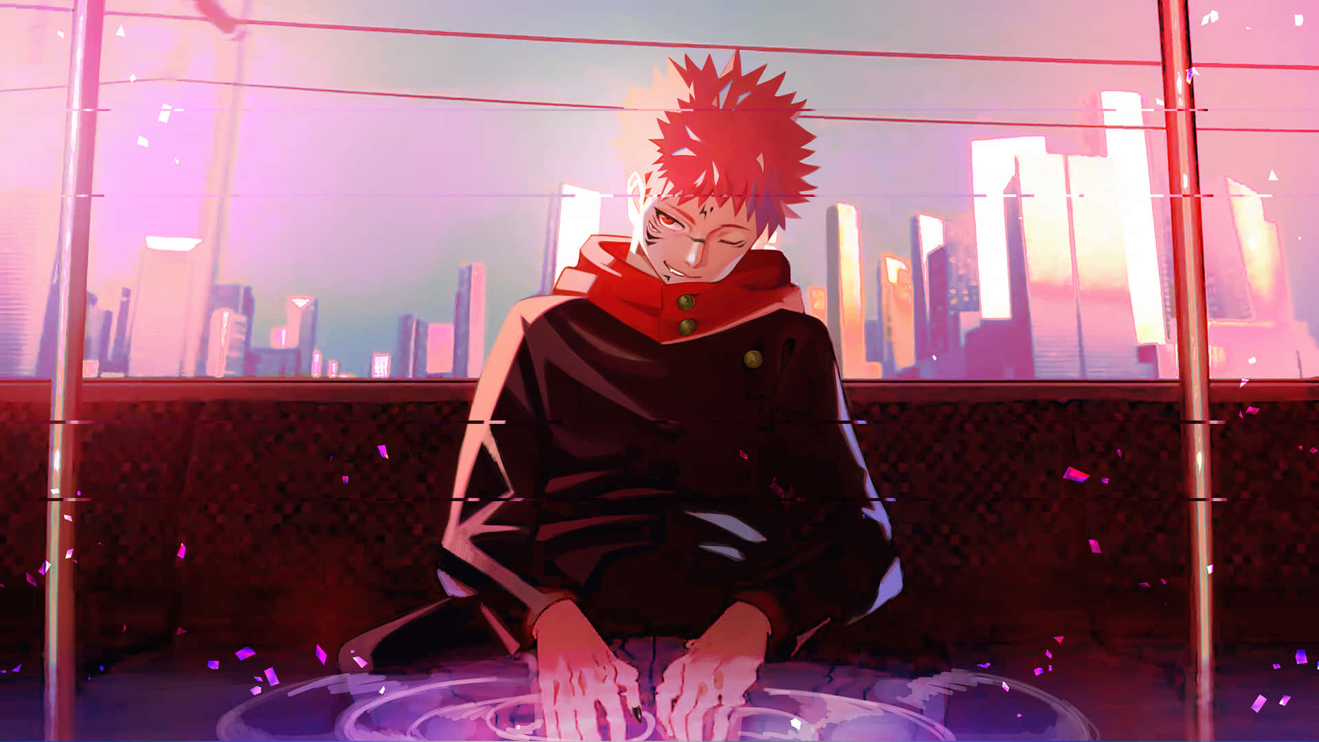 Bring Color And Life To Your Workspace With This Vibrant Red Aesthetic Anime Laptop Wallpaper