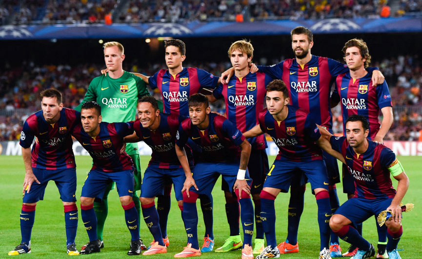 FC Barcelona lineup team photo in the UEFA Champions League 2014 2015