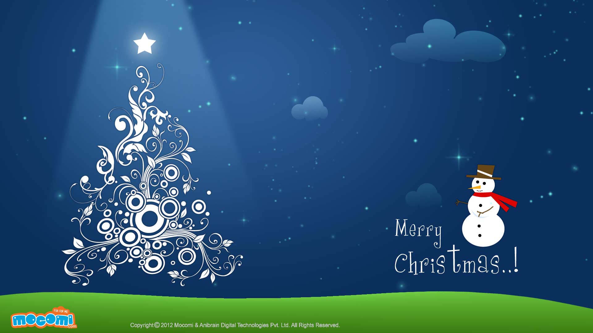 Merry Christmas Snowman And Tree Desktop Wallpaper