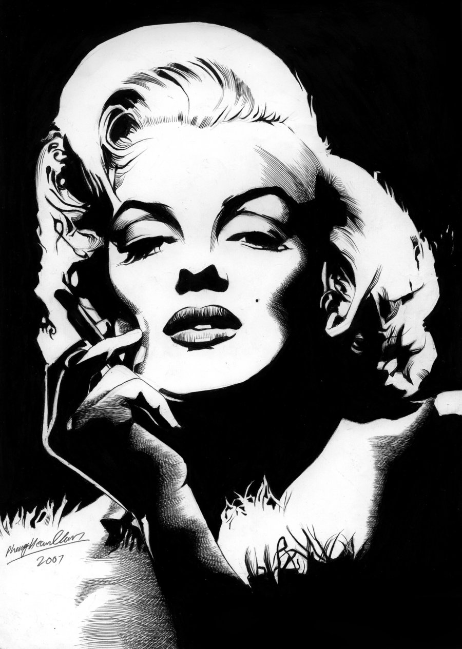 Marilyn Monroe Drawings Black White
