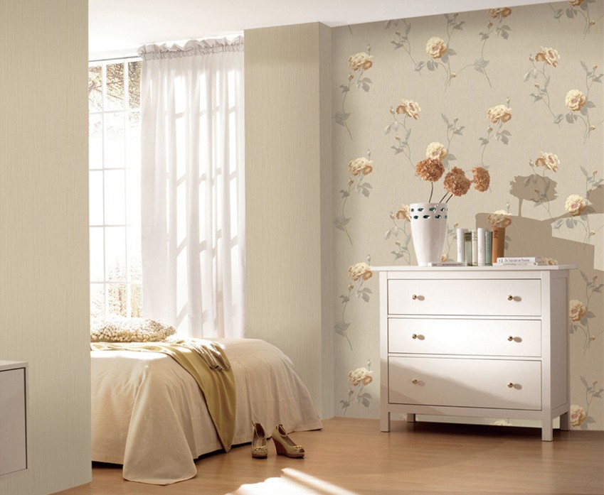 Single women bedroom wallpaper 3D design rendering Download 3D House 849x697