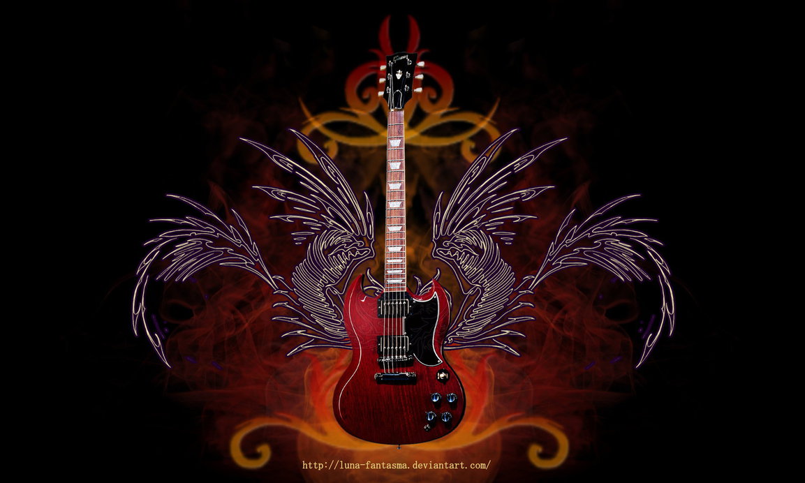 Red Guitar Wallpaper By Luna Fantasma