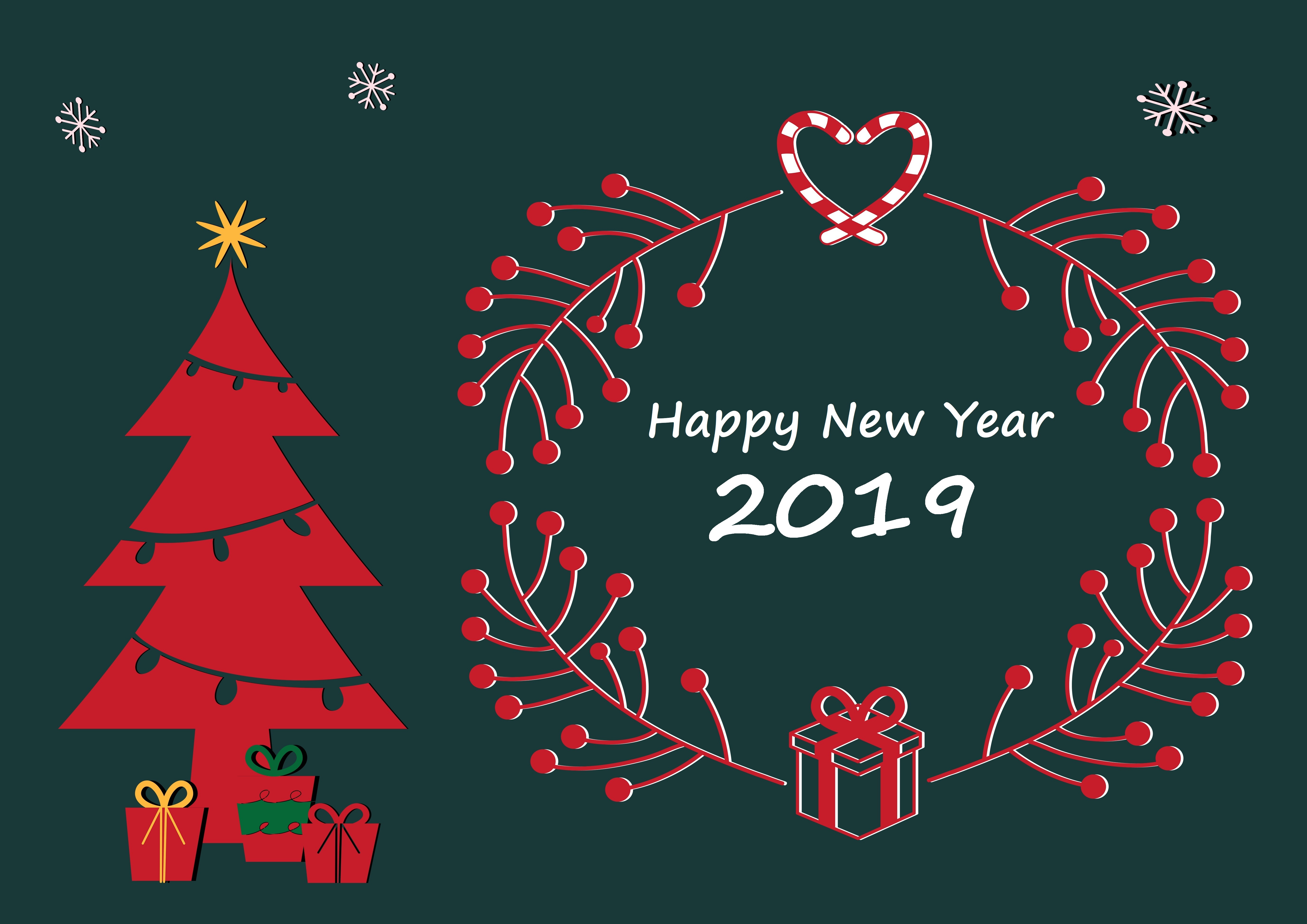 Happy New Year and Merry Christmas 2019 Wallpaper HD Holidays 4K