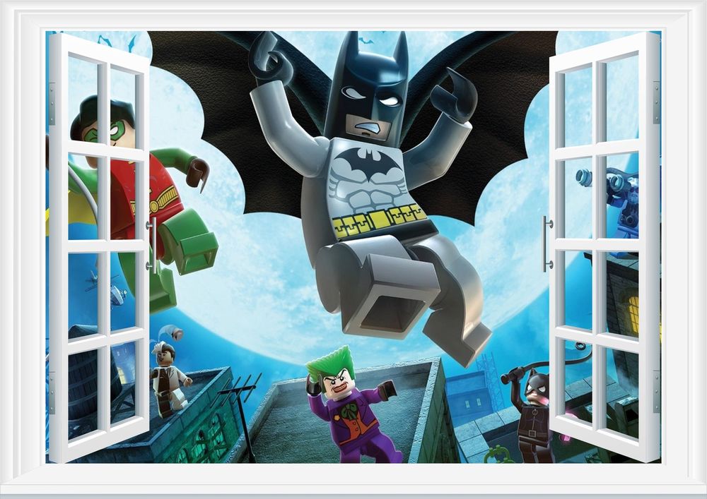 Lego Batman 3d Window Wall Art Sticker Decal Mural Wallpaper Kid S